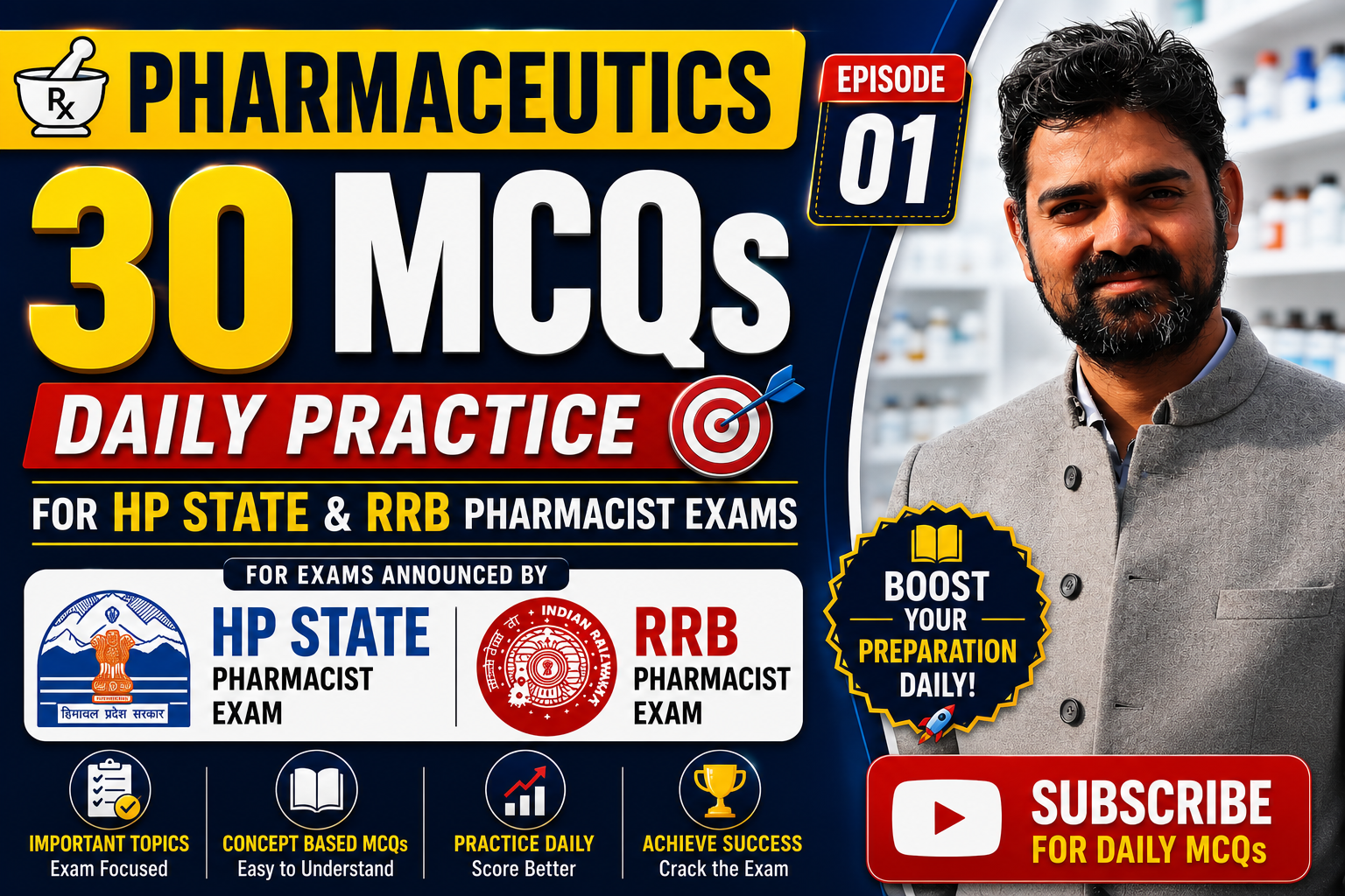 Pharmaceutics 30 MCQs Episode 1